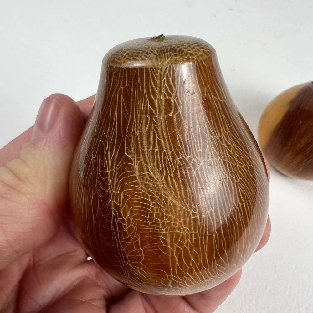 VTG Wooden Salt and Pepper Shakers Brown Wood Sauk Centre MN Souvenir
